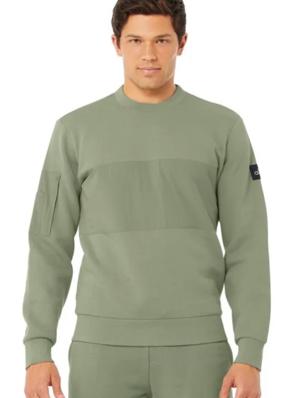 ALO Yoga Men's Olive Green Crewneck Sweatshirt